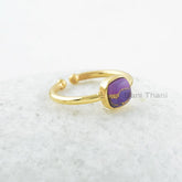 Copper Purple Turquoise Ring - 7mm Cushion Gemstone Ring - Sterling Silver Ring - Gold Plated Ring - Gift for Engagement - Gift for Mother